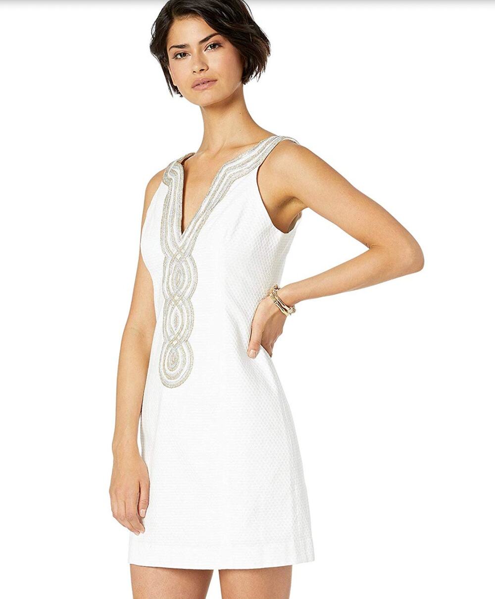 LILLY PULITZER Women's Valli Shift Dress Size 0 Resort White Notched Neck NWT